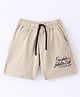 Smarty Boys Shorts Premium Lycra Loop Knit Knee Length Shorts Text Print - Beige