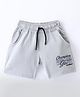 Smarty Boys Shorts Premium Lycra Loop Knit Knee Length Shorts Text Print - Grey