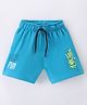 Smarty Boys Premium Cotton Lycra Loop Knit Knee Length Shorts Text Print - Blue