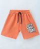 Smarty Boys Premium Cotton Lycra Loop Knit Knee Length Shorts Text Print - Peach