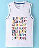 Smarty Boys 100% Cotton Sinker Sleeveless T-Shirt Text Print - Navy White