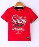 Smarty Boys Cotton Knit Half Sleeves Polo T-Shirt with Text Print -Bright Red