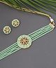 VIRAASI Gold-Toned Green Kundan-Studded  Beaded Jewellery Set