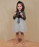 tior Full Sleeves Bow Embellished Tutu Dress - Grey