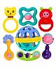 Fiddlerz Baby Rattles Toys for New Born Babies Colorful Attractive Plastic Non Toxic Shake & Grab Rattle Set for Kids Girls Boys (Multicolor) pack of 7