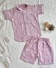 A Toddler Thing  Cotton Half Sleeves Abstract Motif Printed Shirt & Shorts Coordinating Set - Lilac