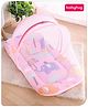Babyhug Cotton Mattress Set with Mosquito Net Elephant Print - Pink