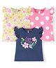 Babyhug Cotton A-Line Frill Sleeves Tops With Floral Graphics & Polka Dot Print Pack of 3 - Navy Pink & Yellow