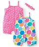Babyhug 100% Cotton Knit Singlet Sleeves Polka Dots Printed Rompers with Hairband Pack of 2 - Multicolour