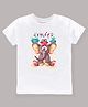 KAVEE Pure Cotton   Half Sleeves Elephant  Printed Bio Washed Tee -  White