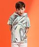 Lil Tomatoes Cotton Half Sleeves Marble Printed Hooded Tee - Blue