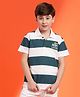 Lil Tomatoes Cotton Half Sleeves Striped & Text Printed Tee - Teal