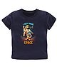 KAVEE Pure Cotton   Half Sleeves Astronaut Printed Bio Washed Tee - Navy Blue