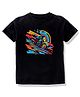 KAVEE Pure Cotton   Half Sleeves Bike Rider Printed Bio Washed Tee - Black