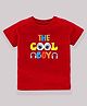 KAVEE Pure Cotton   Half Sleeves One Cool Boy Text  Printed Bio Washed Tee - Red