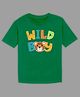 KAVEE Pure Cotton   Half Sleeves Wild Boy Text Printed Bio Washed Tee - Green