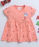 BUMZEE  Half Sleeves Ice Cream & Pineapple Printed Cotton Dress - Coral Pink