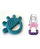 Enorme Silicone Bluish Green Star Shape Teething Teether with Silicone Fruit and Food Nibbler Pacifier for Babies