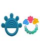 Enorme Silicone Bluish Green Star Shape Teething Teether and Round Shape BPA Free Silicone Bell Teether Ring for Babies