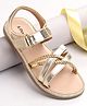 Pine Kids Velcro Closure Party Wear Sandals - Golden