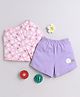 BUMZEE Pack Of 2 Floral Printed Shorts  -  Pink & Lavender