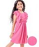 Hola Bonita Sleeveless Pleated Fabric Knee Length Solid Color Dress - Pink
