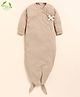 Cot & Candy Organic Cotton Knit Full Sleeves Solid Sleep Suit - Beige