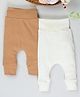 Cot & Candy Organic Cotton Pack Of 2 Solid Ribbed Pants - Brown & White
