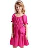 Hola Bonita Knit Half Sleeves Textured Fabric Knee Length Solid Colour Dress with Sling Bag - Pink
