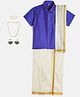 THANGAMAGAN Viscose Half Sleeves Solid Shirt With Mundu & Angavastram With Freebies Set - Purple