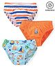 Babyhug 100% Cotton Antibacterial Briefs Boat Print Pack of 3 - Blue Orange & White