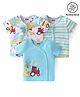 Babyhug 100% Cotton Antibacterial Sleeveless Jhablas Pack Of 3 With Striped & Teddy Print - Blue & Red
