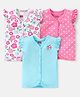 Babyhug 100% Cotton Knit Frill Sleeves Polka Dots & Floral Printed Antibacterial Front Open Vests Pack of 3 - Multicolour