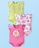 Babyhug 100% Cotton Knit Frill Sleeves Polka Dots & Floral Printed Onesies Pack of 3 - Multicolour
