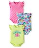 Babyhug 100% Cotton Frill Sleeves Polka Dots & Floral Printed Onesies Pack of 3 - Multicolour