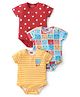 Babyhug 100% Cotton Knit Half Sleeves Striped & Stars Printed Onesies Pack of 3 - Multicolour