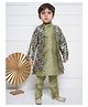 AJ Dezines Raw Silk Full Sleeves Motif Printed Sherwani Set - Pista Green