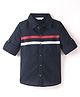 INFINITY Cotton Woven Full Sleeves Striped Shirt - Navy Blue