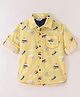 INFINITY Cotton Woven Full Sleeves Air Plane Printed  Shirt - Yellow