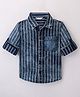 INFINITY Cotton Woven Full Sleeves Striped Shirt - Blue