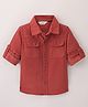 INFINITY Cotton Woven Full Sleeves Ribbed Shirt - Rust Red