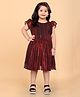 SHRITHI Fashion Fab Half Sleeve Geometric Striped Designed Flared Net Dress - Maroon