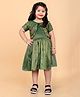 SHRITHI Fashion Fab Half Sleeve Floral Designed Flared Banarasi Silk  Dress - Green