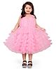 SHRITHI Fashion Fab Sleeveless Gota Lace Embellished Flared Layered Net Dress - Pink