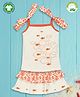 Pranava 100% Organic Cotton Sleeveless Sea Life Theme Printed Top With Skirt - Light Pink & White
