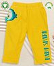 Pranava 100% Organic Cotton Baby Shark Applique And Printed Pant - Yellow