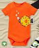 Pranava 100% Organic Cotton Half Sleeves Fish Embroidered Detailed Onesie - Orange