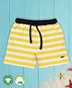 Pranava 100% Organic Cotton Striped & Fish Embroidered Shorts - Yellow & White