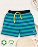 Pranava 100% Organic Cotton Striped & Fish Embroidered Shorts - Aqua Blue