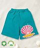 Pranava 100% Organic Cotton  Seashell Embroidered  Shorts - Aqua Green